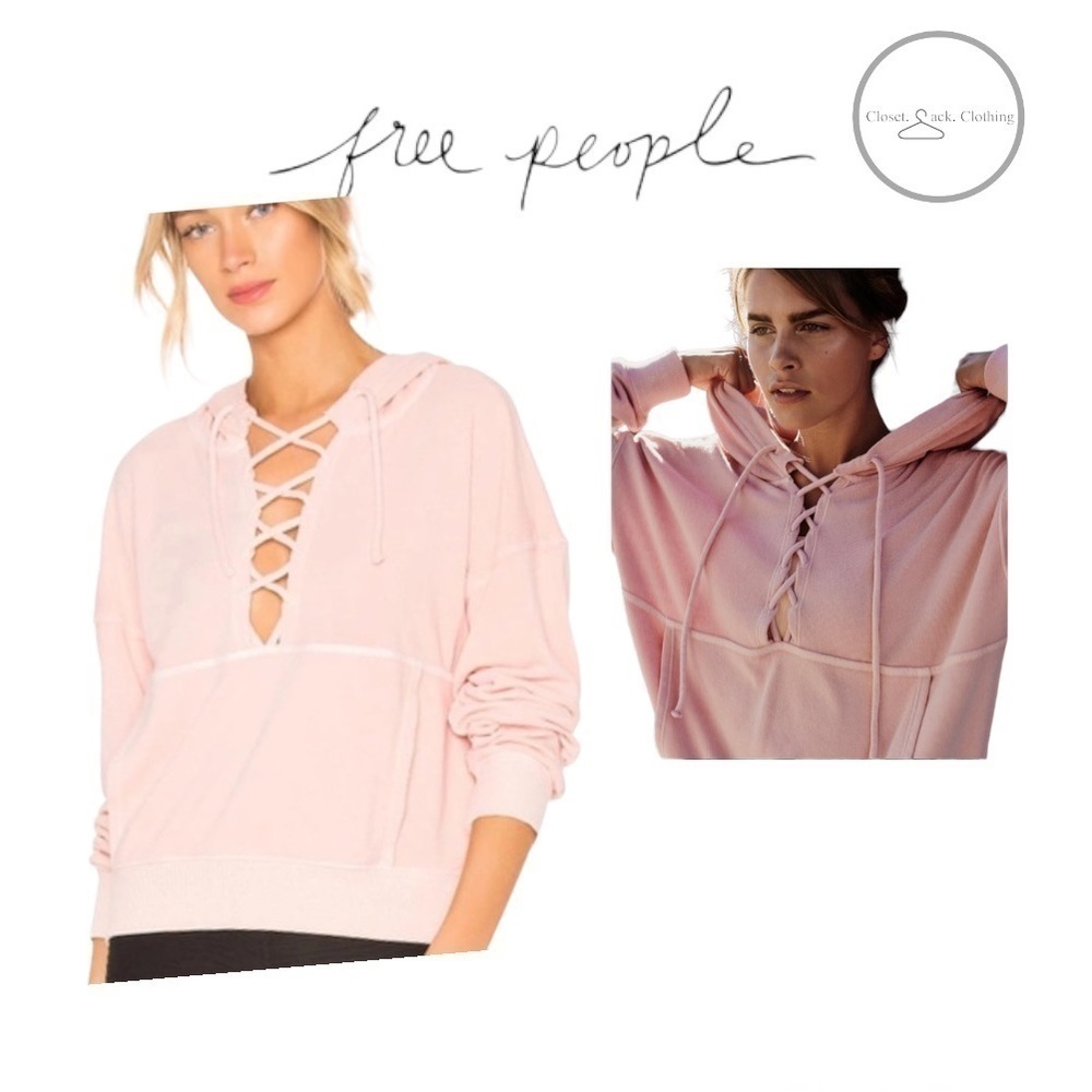 FREE People Movement Believe It Hooded Lace Up Pullover Sweatshirt Size Large